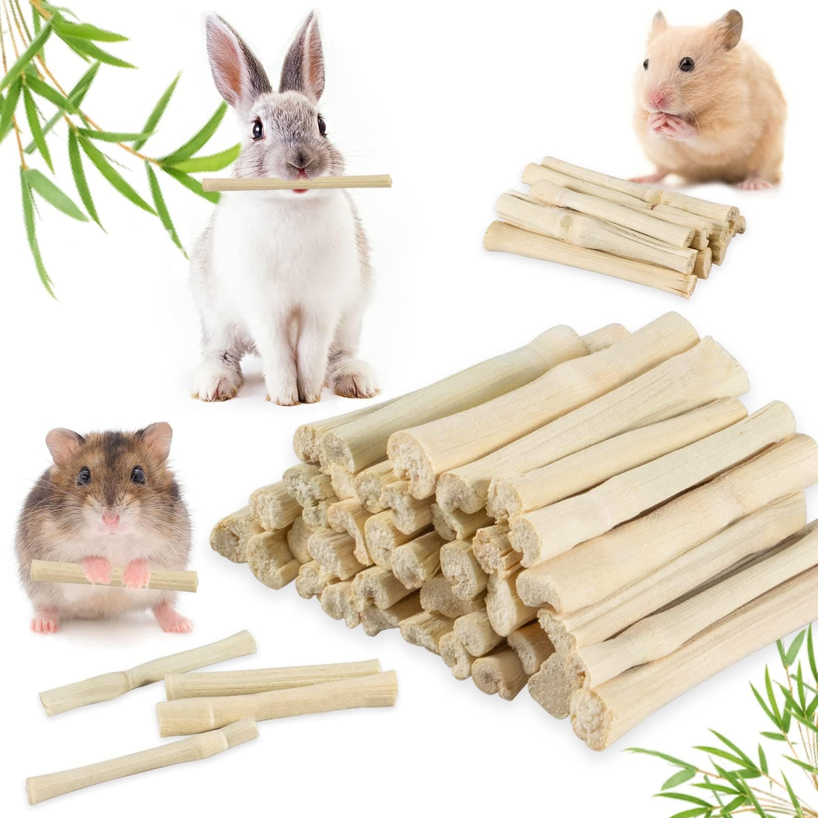 Sukh 240g Sweet Bamboo Chew-Sticks - Natural Rabbit Sticks for Small Animals, Bunny Molar Treats, Teeth Grinding Toys for Squirrel, Guinea Pigs, Chinchilla
