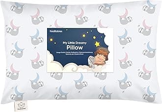 Toddler Pillow with Pillowcase - My Little Dreamy Pillow - Organic Cotton Toddler Pillows for Sleeping, Kids Pillow, Travel Pillows for Sleeping, Mini Pillow, Toddler Bed Pillows (Moon Sloth)
