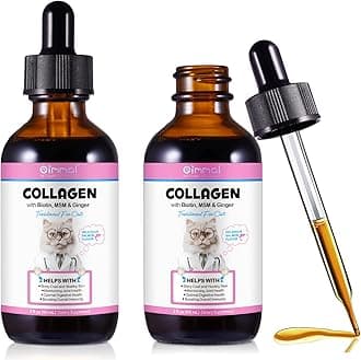 Collagen for Cats, Liquid Collagen for Cat, Liquid Skin and Coat Itch Relief for Cat with Biotin, Collage Supplement for Cats Salmon Flavor-120ml