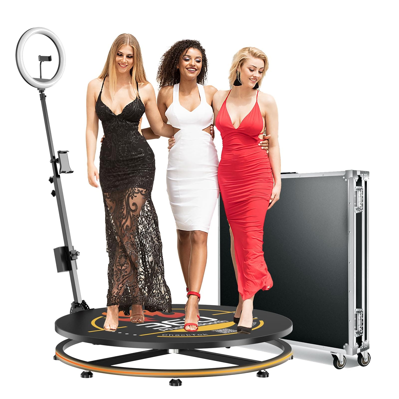 MWE 360 Photo Booth Machine with Batteries Custom Logo Remote Control Automatic 360 Spin Camera Booth
