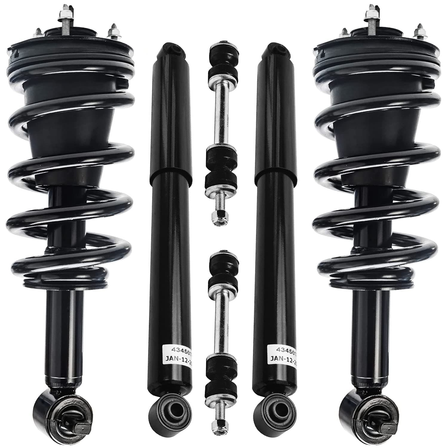 - Detroit Axle - 6pc Struts Shocks Kit for 14-18 Chevy GMC Silverado Sierra 1500 Complete 2 Front Struts w/Coil Springs 2 Sway Bars 2 Rear Shock Absorbers 2014 2015 2016 2017 2018 Replacement Suspension