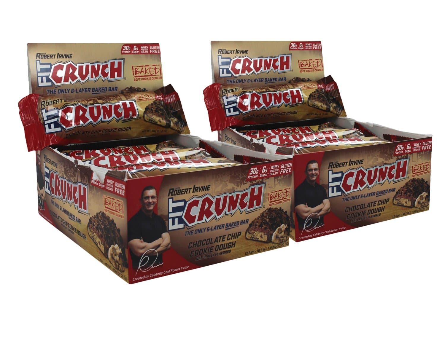 Fit Crunch 88g Bars Chocolate Chip Cookie Dough 12 Bars (2 Pack)