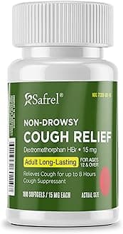 Non-Drowsy Cough Relief - 100 Count, 15mg Dextromethorphan HBr - 8-Hour, Long-Lasting, Cough Suppressant for Adults & Children- Pack of 1