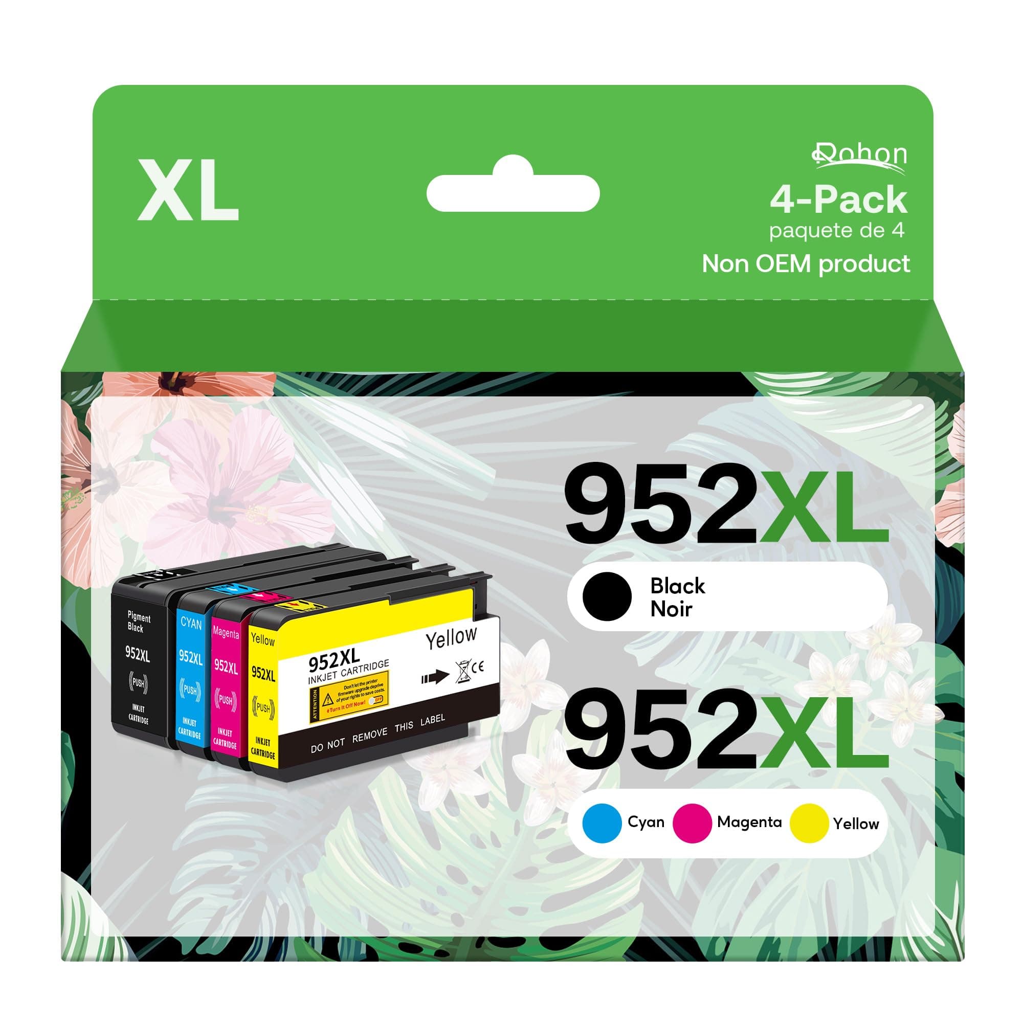 952XL Latest Upgrade Compatible Ink Cartridges Combo Pack Replacement for HP 952 XL Ink Cartridges for Officejet Pro 7740 8210 8710 8720 8740 8715 7720 8725 8730, Black, Cyan, Yellow, Magenta, 4 Packs