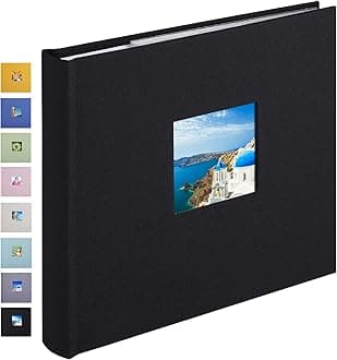 Photo Album 4x6 Hold 60 Photos with Memo Vertical Slip-in Pockets Photo Book, Linen Cover Picture Photo Albums with Writing Space for Wedding Baby Mother's Day Black