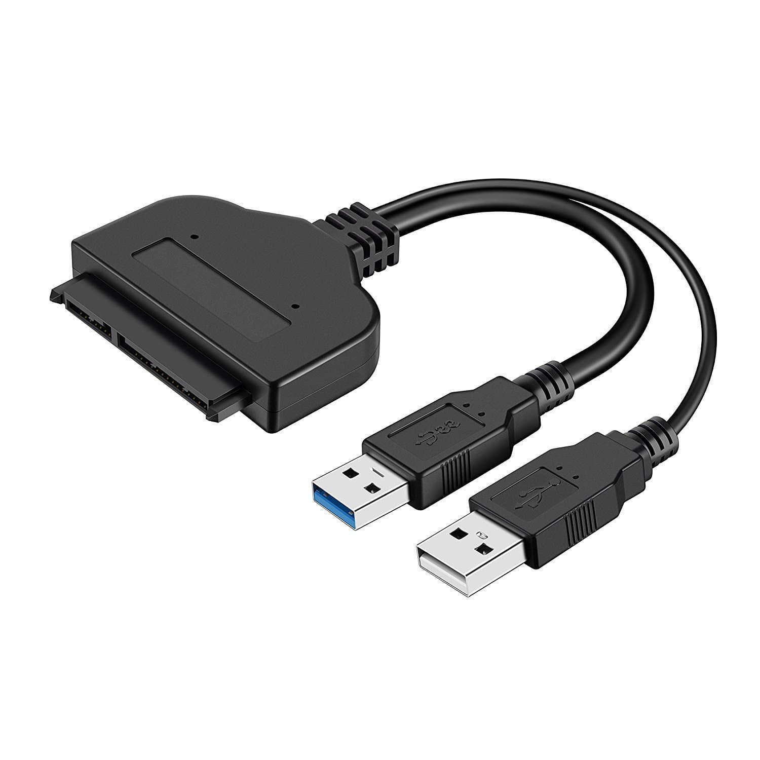AITOO USB 3.0 to Sata Adapter Cable - USB SATA Adapter Cable Converter 22 pin (7Pin + 15Pin) - for 2.5 inch SATA HHD SSD Hard Disk Laptop and DVD Driver Dual USB 3.0 to SATA with USB 2.0 Power Cable