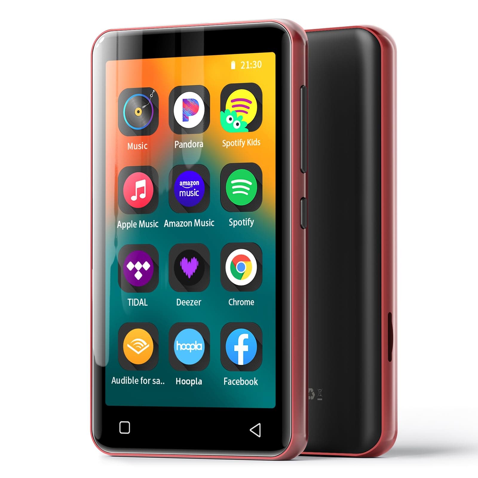 – innioasis 80GB MP3 Player with Bluetooth and WiFi, MP3 MP4 Player with Spotify,Pandora,Amazon Music,Audible, 4" Touch Screen Android Streaming Music Player for Kids (Red-Black)