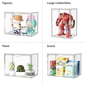 MSHOMELY Purse Organizer for Closet, 3 Pack Handbag Storage Organizer, Clear Acrylic Display Case for Collectibles, Stackable Bag Organizer with Magnetic Door for Wallet, Clutch, Figure, Toys