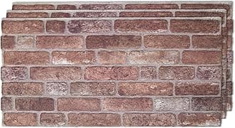 IZODEKOR 3D Wall Panels Brick Effect - Cladding, Stone Look, Styrofoam Facing for Living Room, Kitchen, Bathroom, Balcony, Bedroom and Back of Counter | Old Castle (3 Piece Panel) | Covers 16 sq ft