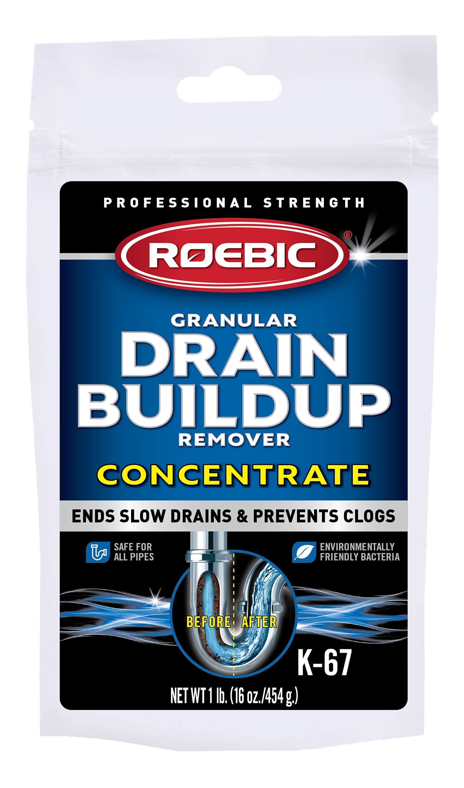 ROEBIC LABORATORIES INC - Bacterial Drain & Trap Cleaner, 16-oz. Concentrate
