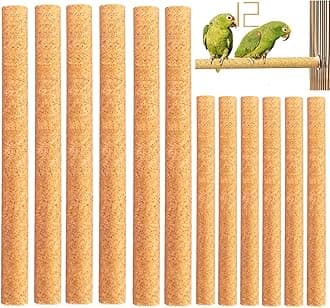12Pcs Sand Perch Covers for Birds - Large Bird Perch Covers 10" Long x 0.78" Diameter Bird Perches for Parakeets, Lovebirds, Parrotlets, Canaries and Other Small Birds(Yellow, 12pcs 10" x 0.78")