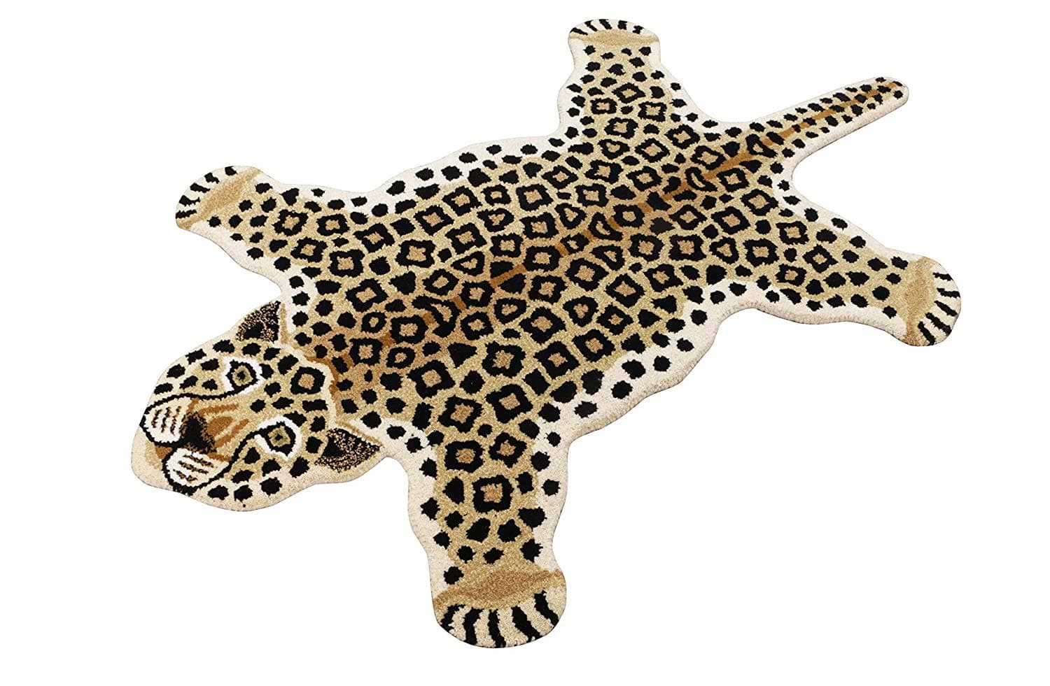 Fida Arts Hand Tufted Export Quality Leopard Skin Wool Carpet Home Decorative Living Room Bedroom Room Gift for Kids Birthday Diwali Holi Christmas Multicolor for New Year (2 x 3 FEET)