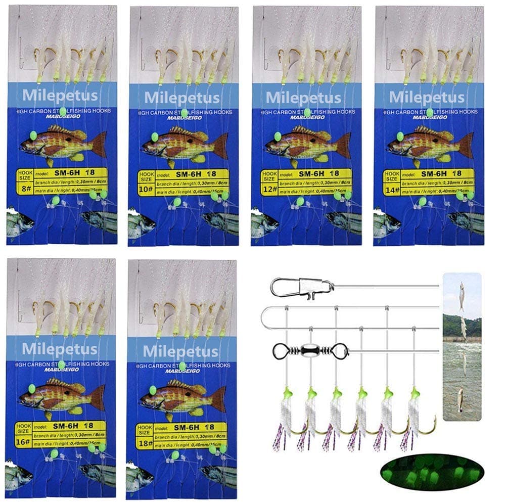 Luminous Fishing Rigs Bait Lures Glow Soft Fish Lure String Hook for Saltwater/Freshwater Mackerel and Sea Fishing