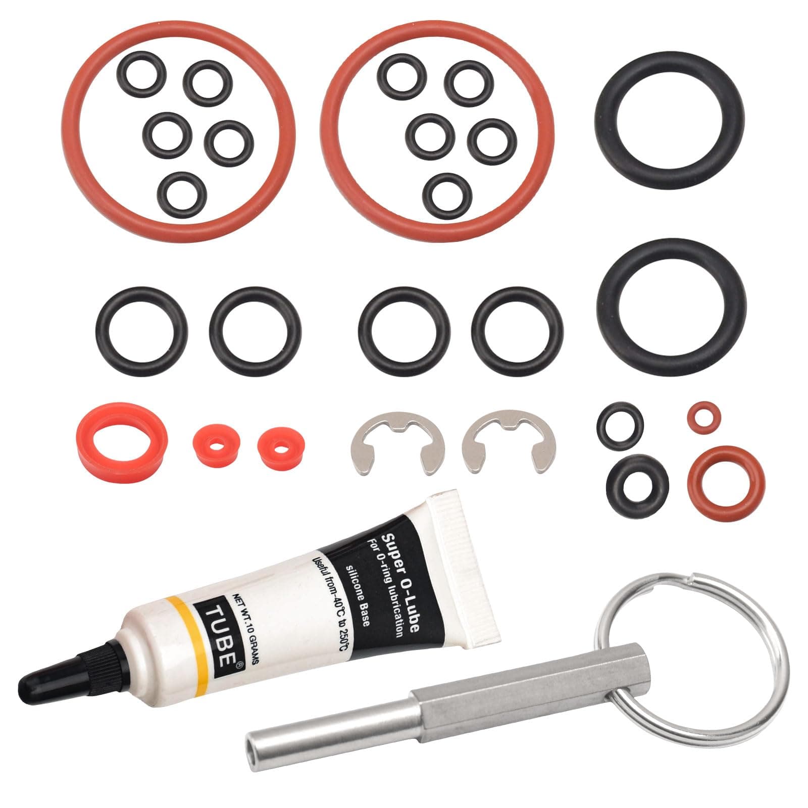 O-Ring Gasket Seal Set Drainage Valve Brew/Security Oval Head Key Tool (With Lube) Compatible With Ju-ra S, Z, X, C, E, F, J, ENA & Capresso Krups AEG Cappuccino Maker Series Coffee Machines