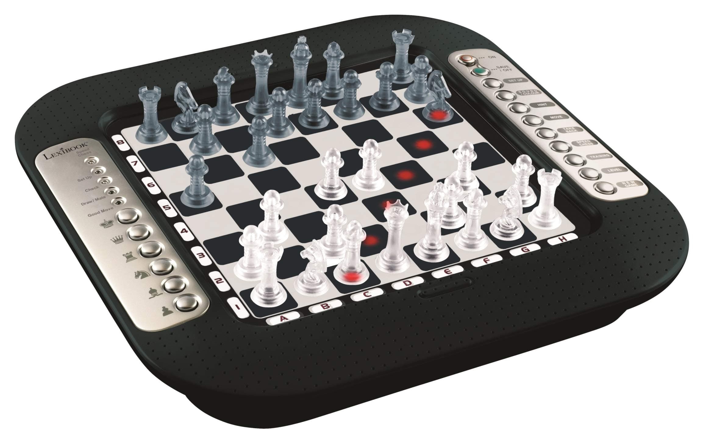 Lexibook Chessman® FX, Electronic Chess Game with Tactile Keyboard and Light and Sound Effects, 32 Pieces, 64 Levels of Difficulty, Family Board Game, Black/Grey, CG1335
