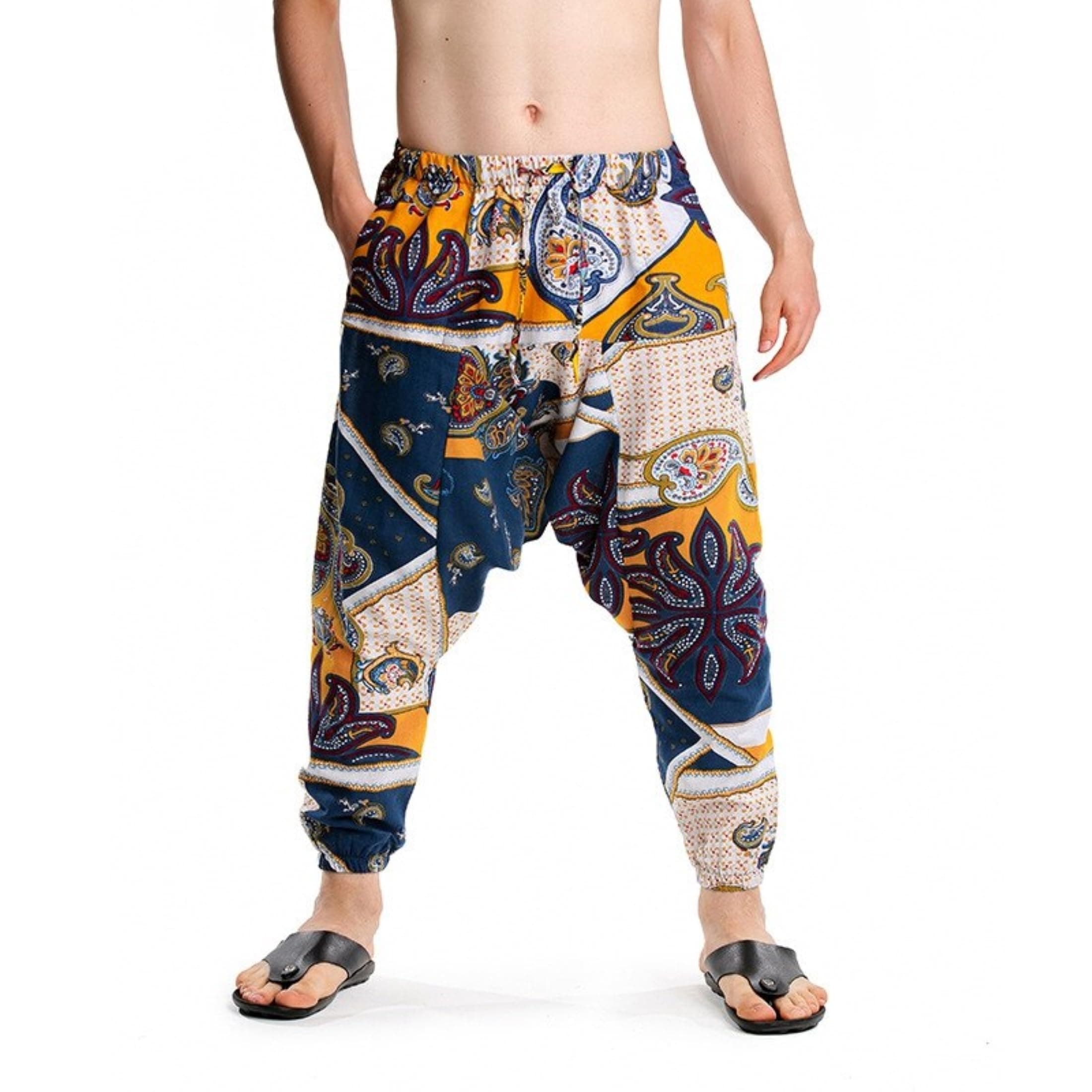 GenericSkullWolf Mens Cotton Solid Harem Pants Yoga Trousers Hippie Boho Pants