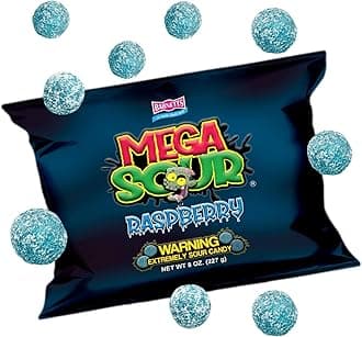 Barnetts - Mega Sour Candy Raspberry 227g - Trendy Sweet Bags - Traditionally Handmade Sweets - Sour Coating Lasts 20 Seconds - Candies for Party Bag, Gift Hamper, or Hamper Box