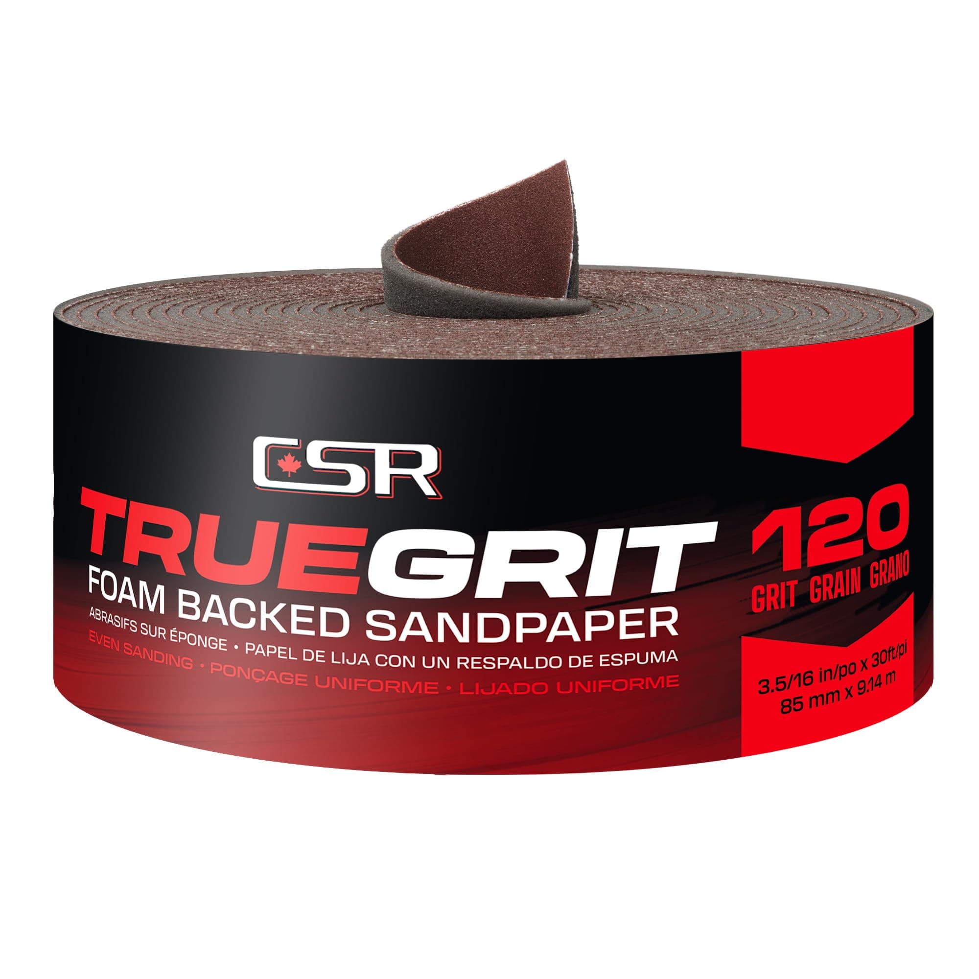 CSR Drywall Sponge Back Sandpaper Roll 3-5/16" x 30' (120 Grit)