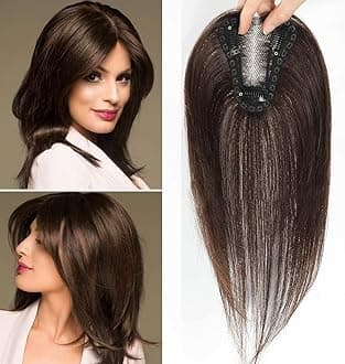 Hair Toppers for Women Real Human Hair,Hairs Toppers for Women No Bangs Top Hairs Extensions Pieces Wiglets Upgrade Lace Base 12inch