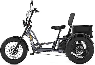 Folding Electric Tricycle for Adults, 1200W Electric Trike, 22MPH 100Miles 3 Wheel Electric Bike, Reverse Gear, Rear Differential, 450lbs Load, F&R Baskets, 4'' Wide Fat Tire, UL Certified