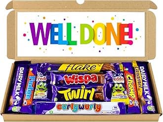 Well Done Selection Box Chocolate Hamper | Letter Box Gift | 10 Fullsize Dairy Milk Chocolate bars | Ideal Graduation Gifts For Women, Men, Kids