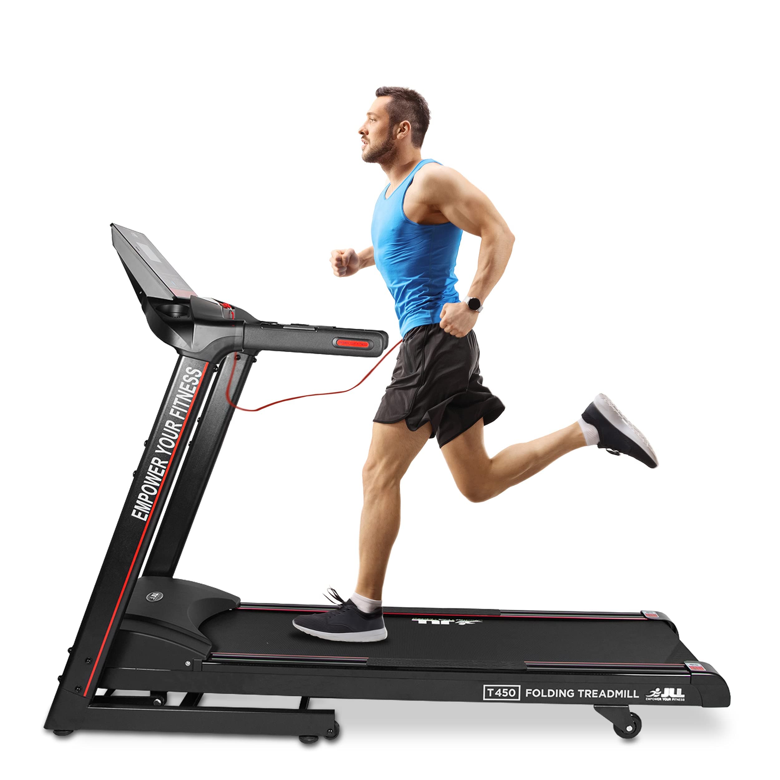 JLL T450 Folding Home Treadmill, 4.5HP Treadmill with Speaker, LCD Display, Speed 0.3-18 KPH Walking Machine for Home, Incline Portable Running Machine with Bluetooth | 20 Programmes