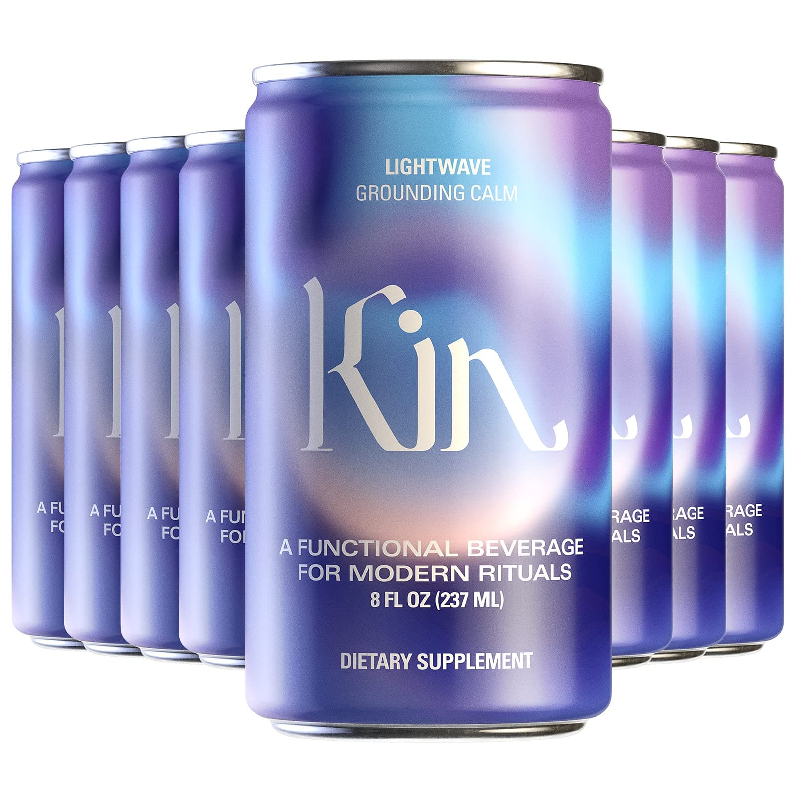 Lightwave by Kin Euphorics, Non Alcoholic Spirits, Ready to Drink, Nootropic, Botanic, Adaptogen Drink, Lavender-Vanilla, Ginger, and Birch, Calm the Mind and Mellow the Mood, 8 Fl Oz (8pk)