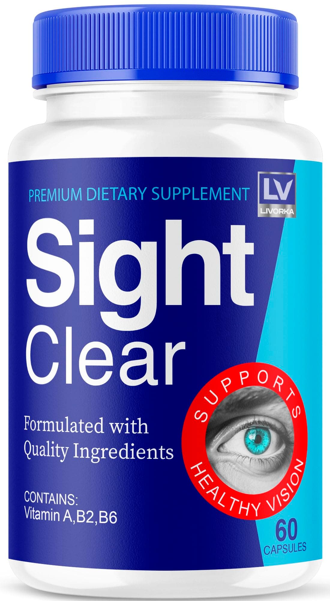 LIVORKA Sight Clear Pills, Sight Clear Support Eye Supplement, SightClear 20/20 Vision Vitamins Reviews Advanced Formula, 60 Capsules for 1 Month