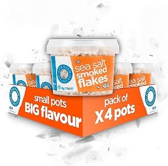 Cornish Sea Salt - Smoked Flakes - Mineral Rich Celtic Sea Salt Hand Harvested in Celtic Waters - Herbs, Spices & Seasonings - Spices for Cooking, Kitchen Accessories - 4 x 50g