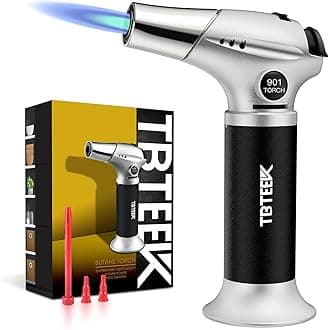 Blow Torch, Fit All Tanks Kitchen Blow Torch with Safety Lock & Adjustable Flame for Cooking, BBQ, Baking, Brulee, Creme, DIY Soldering(Butane Not Included)