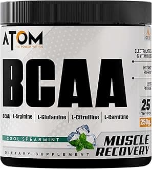 AS-IT-IS ATOM BCAA 250g with L-arginine, L-Carnitine, L-Citrulline for Energy burst & Athletic Performance, Cool Spearmint