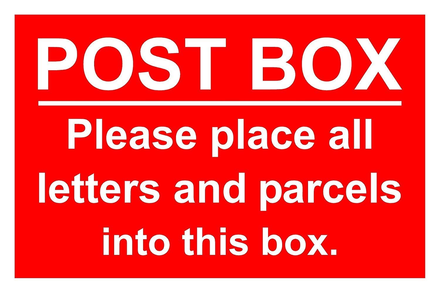 Post Box Correx Safety Sign For Letters And Parcels 300mm x 200mm Red / White.