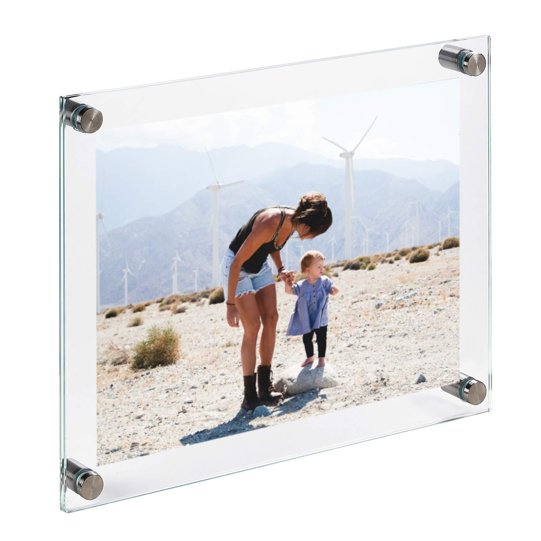 Clear Tempered Glass Floating Picture Frame 8.5 x 11 Inch (A4 size) Wall Mount or Hang - Farmless Double Glass Photo Frame for Certificate, Diploma, Degree, Art (Full Size 9.5 x 12 Inch)