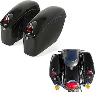 ECOTRIC Motorcycle Hard Saddle Bags 36L SaddleBags W/Lock & Lights Compatible with Yamaha Honda Shadow Cruiser kawasaki Vulcan Victory Viking Suzuki Universal Luggage Saddlebag Plastic Trunk Pair