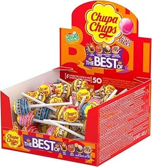 Best Of Lollipop Box, 4 Flavours Of Party Sweets With Natural Colours, Suitable for Vegetarians - 50 Lollies