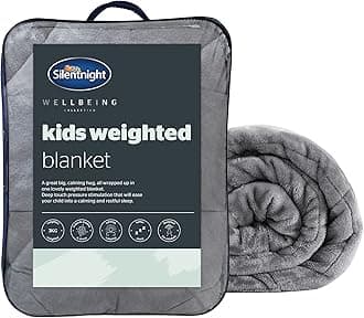 Silentnight Wellbeing Weighted Blanket - Anxiety & Stress Relief for Kids Insomnia Therapy - Sensory Calming Heavy Quilted Hug Blanket - 3kg, 100x150cm, Grey