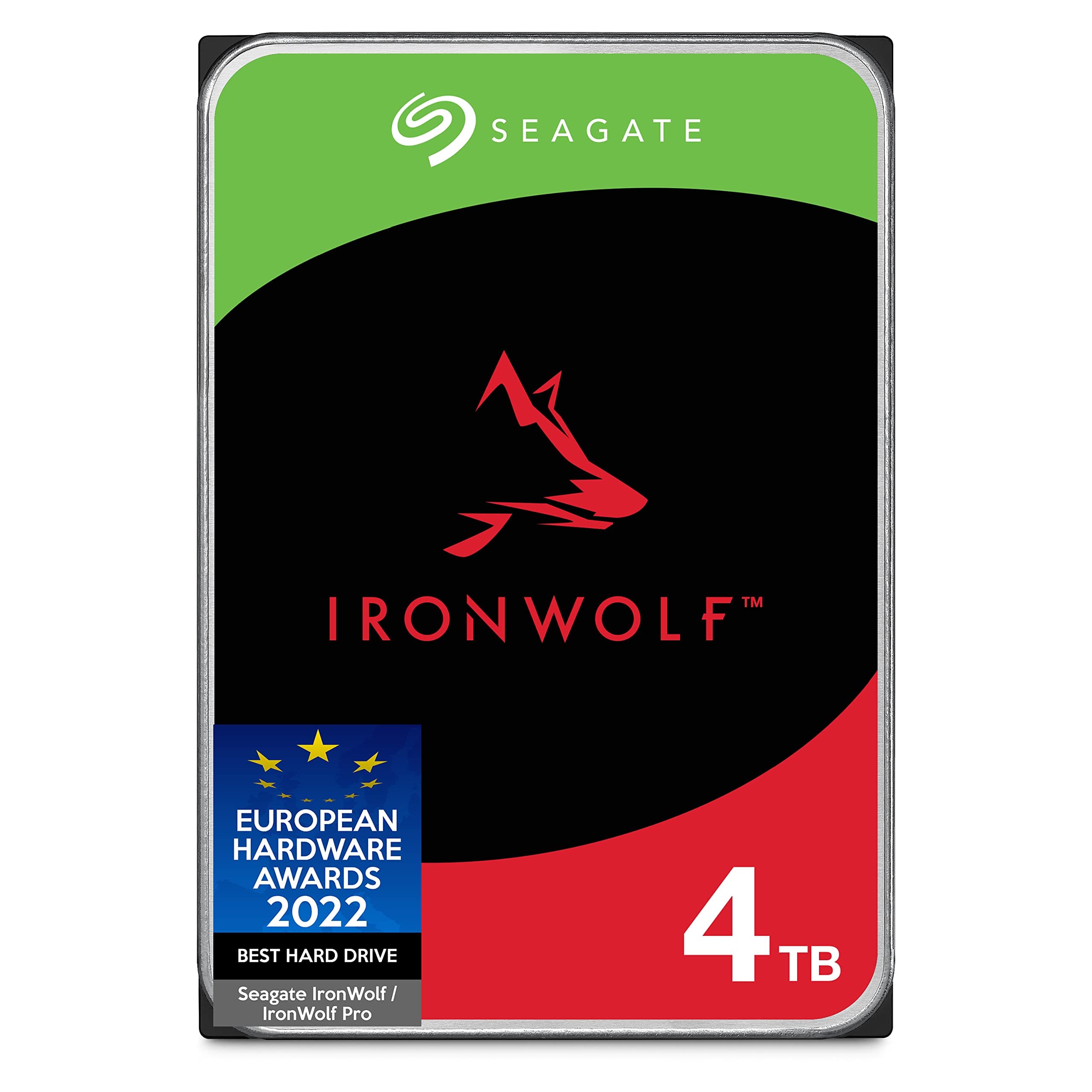 Seagate IronWolf, 4TB, NAS, Internal Hard Drive, CMR 3.5 Inch, SATA, 6GB/s, 5,900 RPM, 64MB Cache, for RAID Network Attached Storage, 3 year Rescue Services, FFP (ST4000VNZ08)