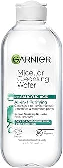 Micellar Water with Salicylic Acid, All-in-1 Mattifying Facial Cleanser and Makeup Remover for Oily and Acne Prone Skin, 13.5 Fl Oz