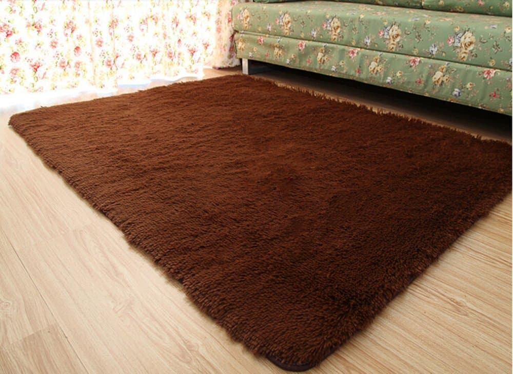 Newrara Super Soft 4.5 cm Thick Modern Shag Area Rugs Living Room Carpet Bedroom Rug for Children's Play Rug Floor Rug Nursery Rug 4 Feet by 5 Feet (Coffee)