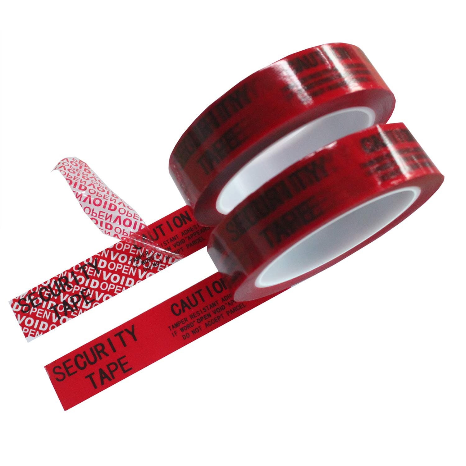 2 Rolls 100% Total Transfer Tamper Proof Security Seal Tapes (1 Inch x 55 Yards x 2 Mil, Ultra-Thick “Void” Film, Red)