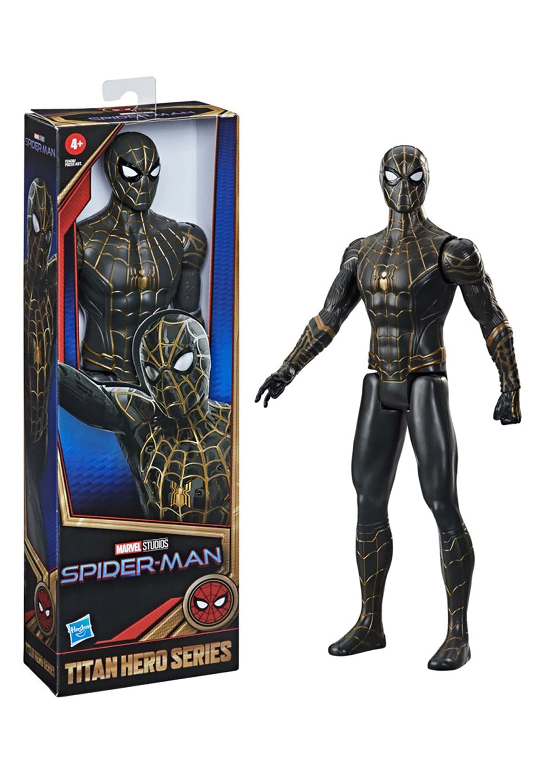Spider-Man Marvel Titan Hero Series 30-Cm Black and Gold Suit Action Figure Toy, Inspired Movie, For Kids Ages 4 and Up