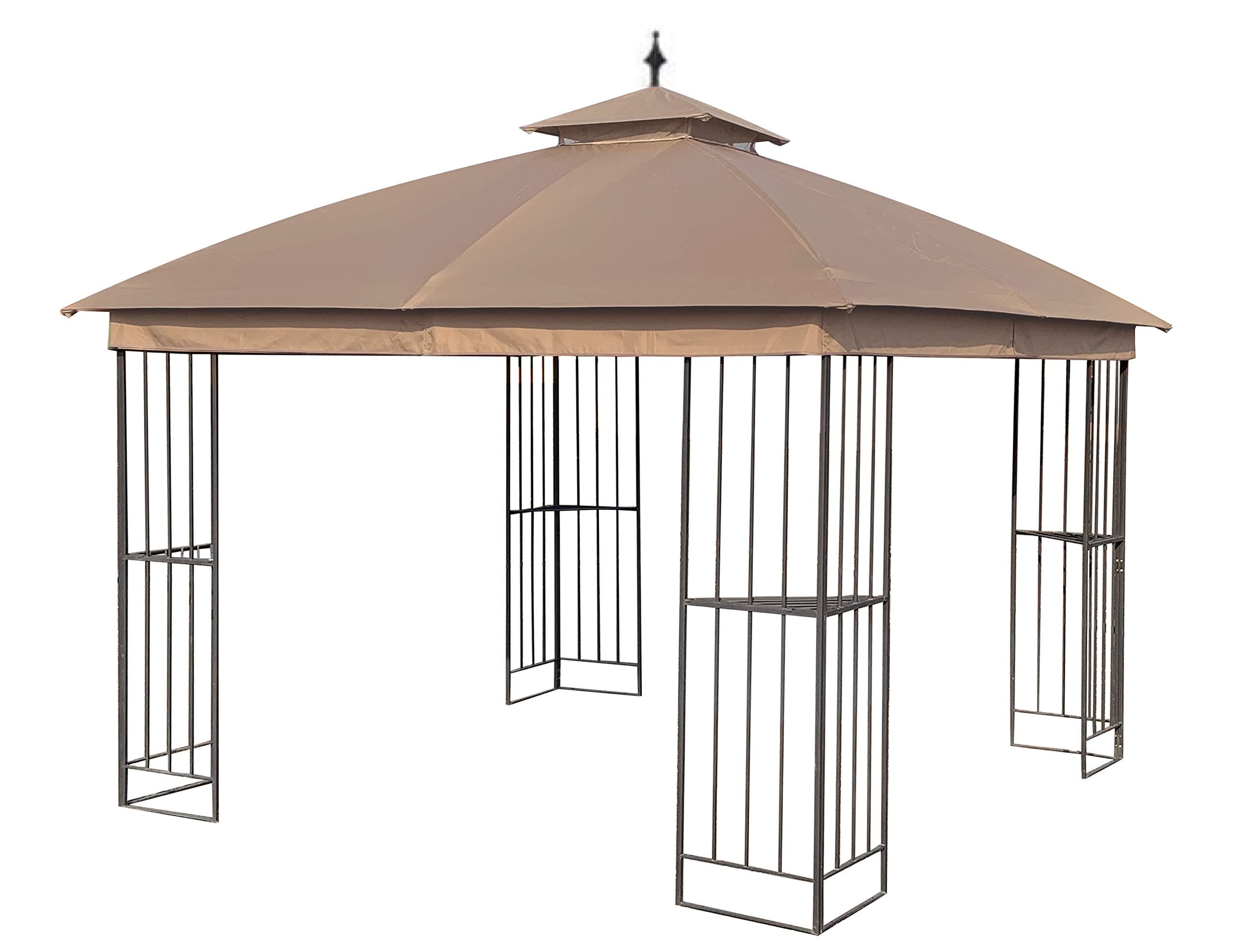 Canopy Top for Garden Treasures 10 ft x 10 ft Brown Metal Square Semi- Gazebo Model #L-GZ038PST-F (Tan) (FABRIC TOP ONLY)
