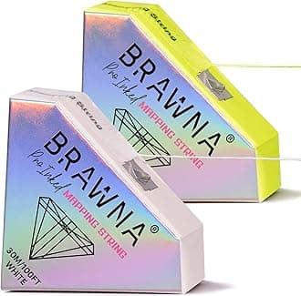 BRAWNA 2 Pack [ 30 Meters Each ] Pro Inked PMU Mapping String for Brow and Lip Measuring - Color - Yellow White