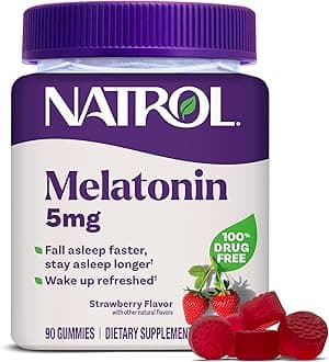 Natrol Melatonin Gummies, Sleep Support, 90 Strawberry-Flavored Adult Melatonin Gummies, 5 mg Sleep Aids for Adults