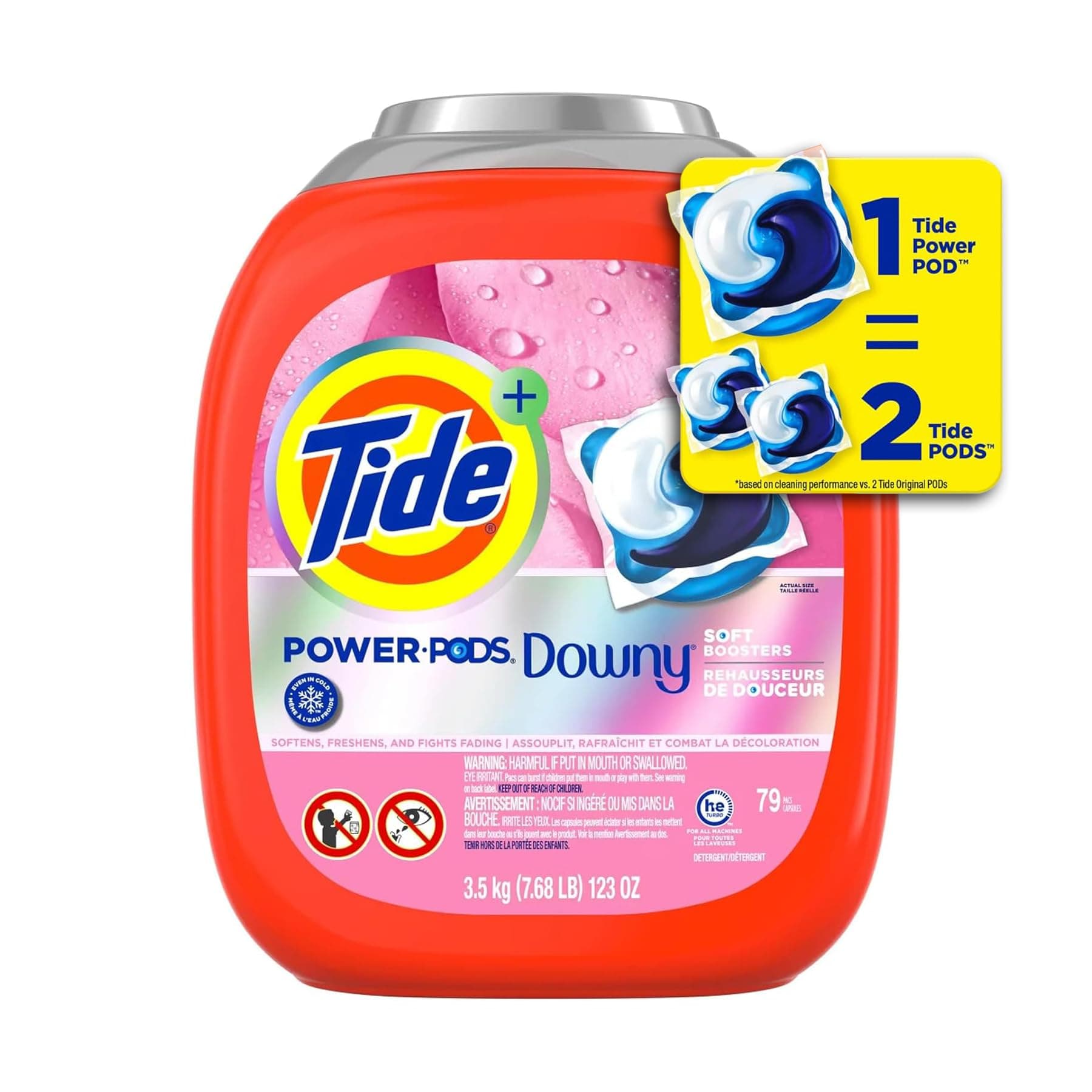 Tide Power BIG-SIZE PODS With Downy, Liquid Laundry Detergent Pacs, April Fresh (3.5Kg 79 Pacs)