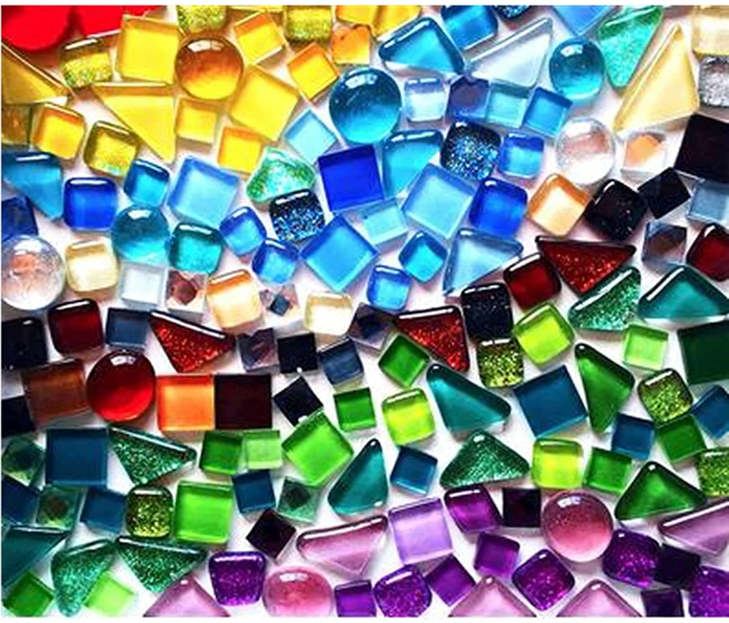 200g Mixed Color Crystal Mosaic Tiles, Tiny Mini Mosaic Tile DIY Hobbies Children Handmade Crystal Craft for Craft Bathroom Kitchen Home Decoration DIY Art Projects (Mix Color Series)