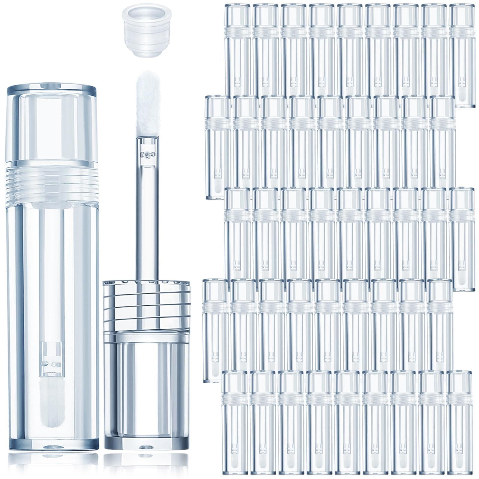 Hsei 100 Pcs Empty Lip Gloss Tubes Bulk Heavy Duty Gloss Tubes with Wand Clear Lips Balm Containers Refillable Cosmetic Bottles with Rubber Stoppers for Eyelash Growth Liquid DIY Makeup Girls (2.5 ml)
