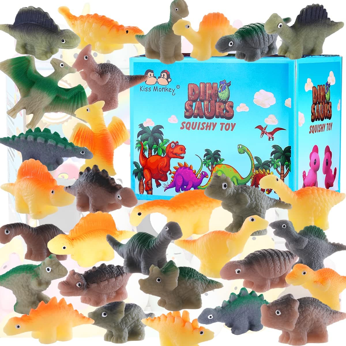 40 PCS Dinosaur Mochi Squishy Toys,Easter Eggs Stuffers Fillers,Dinosaur Party Favors for Kids,Birthday Gifts for Boys & Girls,Pinata Stuffers Filler,Goodie Bags Stuffers,Kids Classroom Prizes