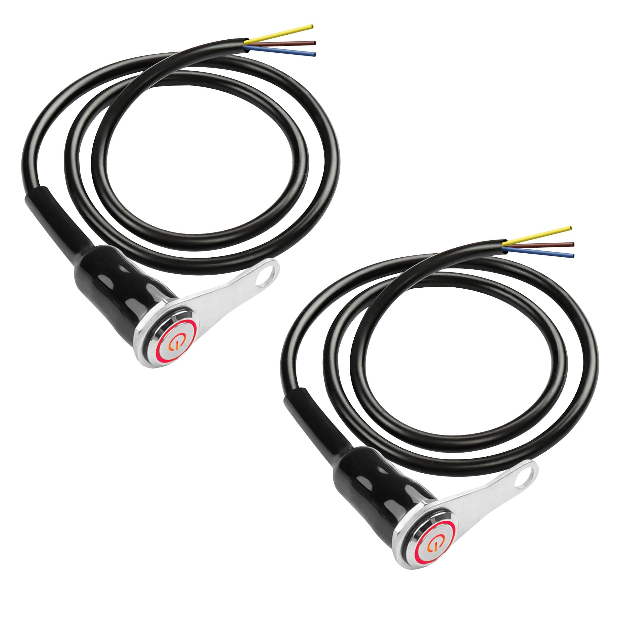 MEIRIYFA LED Motorcycle Switch, 12V Universal Motorcycle Handlebar Switch LED Replacement Modification Bracket Control Push Button - 2Pack, Red Light