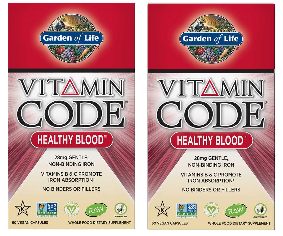 Vitamin Code Healthy Blood 28 Milligrams Iron with Vitamins B and C - 60 Vegan Capsules (Pack of 2)